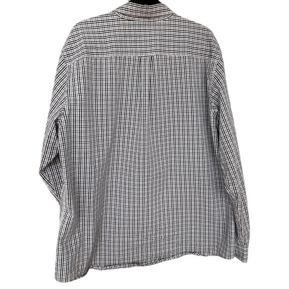 CHAPS Men's Black & White Plaid Long Sleeve Stretch Easy-Care Shirt in XXL 2X - Picture 6 of 6